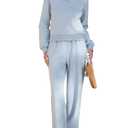 KFUBUO Fall Outfits for Women 2025 2 Piece Lounge Sets Long Sleeve Sweatshirt and Wide Leg Pants Tracksuits Casual Sweatsuit