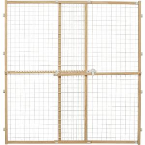 MidWest Homes for Pets Wire Mesh Pet Safety Gate, Dog Gate Expands From 29 - 50 Inches Wide, 44 Inches Tall, Wood, Powder Coated Wire