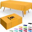 Smiry Disposable Table Cloth - 6 Pack, 54 x 108 Inch Waterproof Rectangle Tablecloths for Parties, Decorative Plastic Table Cover, Leakproof & Sturdy, Mustard Yellow