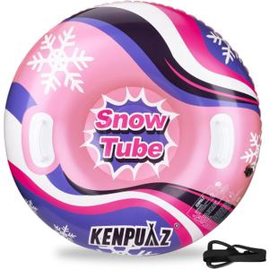 Inflatable Snow Tubes for Adults & Kids - Heavy Duty Winter Snow Sleds with 2 Handles, Pull Ropes & Quick Air Release Valves for Snow Tubing, Sledding & Winter Sports