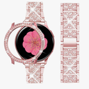 Compatible for Samsung Galaxy Watch Active 2 Band 40mm 44mm + Case, Women Replacement Strap& Full Around PC Bumper