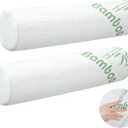 Bucherry 2 Pcs 18 x 4 Inches Cervical Neck Roll Memory Foam Pillow Cylinder Bolster Pillow for Bed Round Neck Support with Removable Washable Cover for Sleeping Travel Yoga Legs Back Lumbar