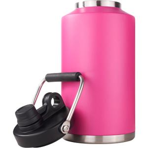 Kerilyn Insulated Gallon Jug with Handle, One Gallon, 128oz Stainless Steel, Large Double Vacuum Water Bottle for Hot & Cold Drinks, Wide Mouth, Sweat Proof, Great for Travel, Camping, Pink