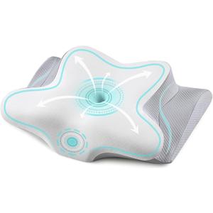 Bespillow Cervical Pillow for Neck Pain Relief - Cooling Ergonomic Dual-Sided Orthopedic Neck Pillow with Ice Silk Pillowcase, Breathable Memory Foam Contour Pillow for Side, Back, Stomach Sleepers