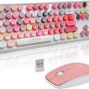 FOPETT Wireless Keyboard and Mouse Sets,Reliable 2.4 GHz Connectivity for PC, Laptop, Smart TV and More (White Colorful)