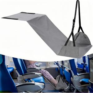 Portable Airplane Foot Hammock, Height Adjustable Feet Rest for Plane Travel, Office, Desk, Bus, Train, Long Trip(Light Gray)