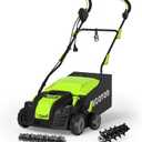 2-in-1 16-Inch Dethatcher & Scarifier Electric Corded, 15 Amp Copper Motor, Electric Lawn Dethatcher with 5-Position Depth Adjustment, 14.5 gal Thatch Bag,Walk Behind for Yard Lawn Garden Care