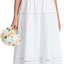 KUTUMAI Floral Corset Midi Dress Flowy Summer Tea Party Wedding Guest Dresses for Women 2026 (White, M)