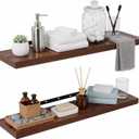 Lufia Floating Wall Shelves, Set of 2, MDF with Invisible Brackets, Modern Storage for Bedroom, Bathroom, Living Room, Kitchen (Rustic Brown, 28" W x 7" D x 1.5" H (2 Pieces))