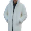 Lisa Colly Men's Faux Fur Coat Jacket Winter Fluffy Coat Outwear Long Parka Size L