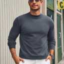 Runcati Mens Mock Turtleneck Pullover Slim Fit Casual Basic Thermal Knit Sweater Lightweight Long Sleeve Pullover Tee (Medium, Dark Grey)