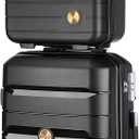 Somago 20" Carry On Luggage and 14" Mini Cosmetic Cases Travel Set Lightweight Polypropylene Suitcase with TSA Lock YKK Zipper Hardside Luggage with Spinner Wheels (2 Piece Set, Classic Black)