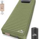 Self Inflating Sleeping Pad with Electric Pump, 4" Ultra-Thick Memory Foam Camping Pad with Pillow, 9.5 R-Value Insulated Camping Mattress, Army Yellow