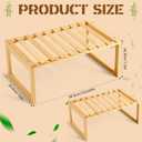 2 Pcs Kitchen Cabinet Organizer Bamboo Bookshelf Bamboo Kitchen Shelves, Cabinet Shelf Organizer, Storage Shelves for Pantry Bathroom Dining Room Study Laundry
