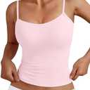 Trendy Queen Women's Adjustable Camisole Sleeveless Square Neck Spaghetti Strap Tank Tops Basic Shirt S