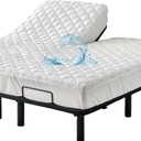 Quilted Waterproof Split Top California King Mattress Protector Pad for Adjustable Bed with Upper Flex Padded Topper Noiseless Fitted Matress Cover 32-34 Split from Head Cal King White