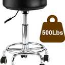 500lbs Heavy-Duty Adjustable Rolling Stool with Wheels & Foot pedal ring, 22.44 in x 22.44 in x 10.23 in