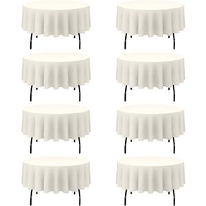 BRILLMAX 8 Pack Ivory Round Tablecloths 90 Inch - Circle Bulk Linen Polyester Fabric Washable Table Cloth Cover for Wedding Reception Banquet Birthday Party Buffet Restaurant