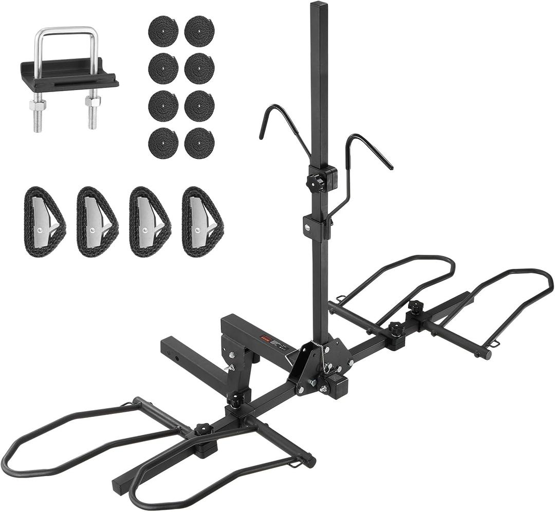 VEVOR Hitch Mount Bike Rack, 160 LBS Capacity Ebike Rack, 2-Bike Platform Style for 2-inch Receiver, Titling and Folding Bike Carrier with Tires up to 5" Wide, for Car, SUV, Truck, RV