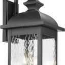 FEMILA 26" Outdoor Wall Light, Large Exterior Wall Lantern with Water Ripple Glass, 3-Light Outdoor Wall Light Fixtures for Entryway, Patio, Garage, and Doorway, E12 Base, 4FD54B-L BK