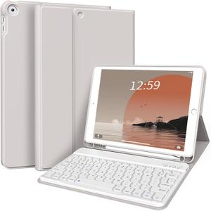 kenke Case with Keyboard for iPad 9th/8th/7th Generation 10.2 inch 2021/2020/2019 Detachable Wireless Bluetooth Keyboard Cover Thin & Light with Left Side Pencil Holder Auto Wake/SleepGray