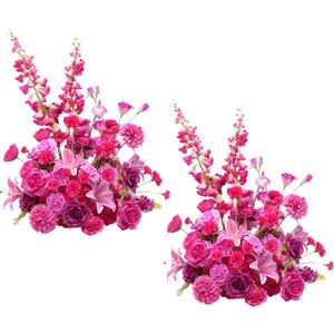 2pcs 19inch Hot Pink Free Standing Flowers Ball Bouquet Artificial Rose Arrangements Balls for Wedding Centerpieces Tables Chair Aisle Runner Flowers Decoration