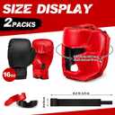 Kanayu 14 Pcs Boxing Gloves and Headgear Set for Beginners Youth 16 Ounce Boxing Gloves Headgear Helmet Hand Wraps Mouth Guards Equipment for Beginners Training Equipment Gifts