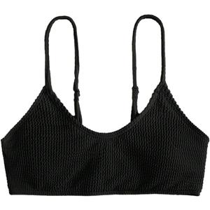 SHENHE Women's Smocked Backless Spaghetti Strap Padded Swimsuit Bathing Suit Bikini Tops (Black), XS
