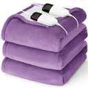 Heated Electric Blanket Queen Size - 84" x 90" Heating Blanket with Dual Control, 10 Heating Levels & 8 Hours Auto Off, Soft Warm Flannel Blanket, Christmas Birthday Gifts for Senior Grandma (Taro Purple)