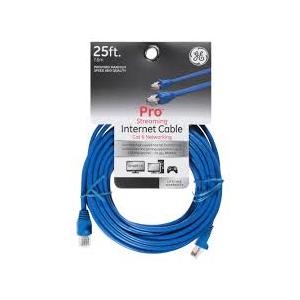 GE - Pro Streaming Internet Cable - Cat 6 Networking - 25ft - Blue (2 Pack)