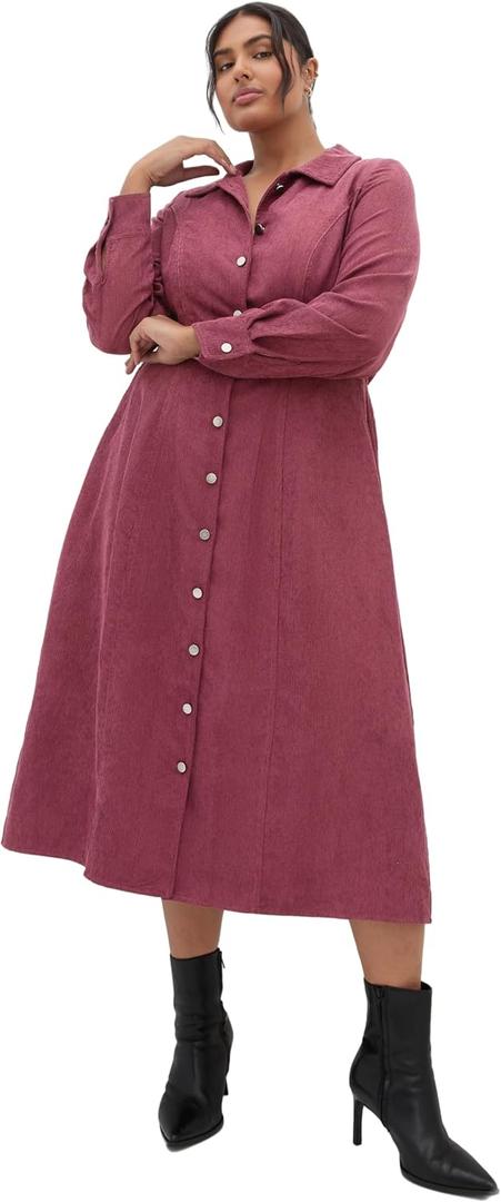 City Chic Women's Plus Size Dress - Leia Long Sleeve Midi (Red, XXL)