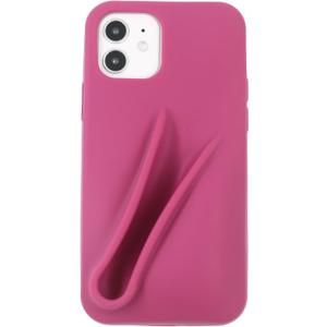 Soft Touch Silicone Lip Gloss Phone Case for iPhone 12/12 Pro, Minimalist Matte Design, Shockproof & Anti-Fingerprint Cover (Deep Burgundy)