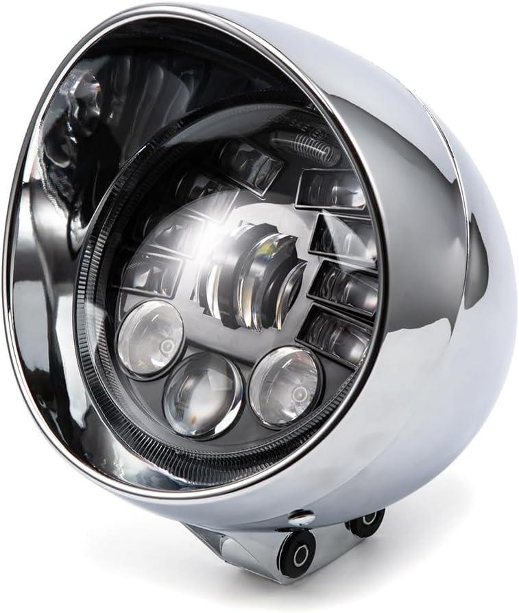 5" Motorcycle Headlight Refit Vintage Head Lamp For Chopper Bobber Cruises Softail 883 Steed VLX 400 600 Magna 250 750 (Sliver)