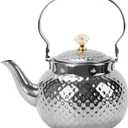Hammered Tea Kettle, Stainless Steel Tea/Coffee Pot Loose Leaf Teapot for Tea, Milk, Coffee, 1.2L Teapot with Strainer Stovetop Tea Kettle, Outdoor Travel Supplies, Gift For Tea (Silver)