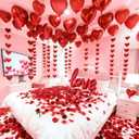 Valentine's Day Decorations Set  1000 Rose Petals & 31 Red Heart Balloons Kit  Includes LOVE Foil Balloon & Premium Felt Heart Garland  Romantic Room Decor for Anniversary, Proposal, Wedding Night