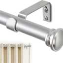 TONIAL Curtain Rod 32 to 58 Inch(2.6-4.8ft), Telescoping Splicing 3/4 Drapery Rods for Windows 20 yo 54 Inches, Decorative Single Rod with Small Cap Finial, Silver