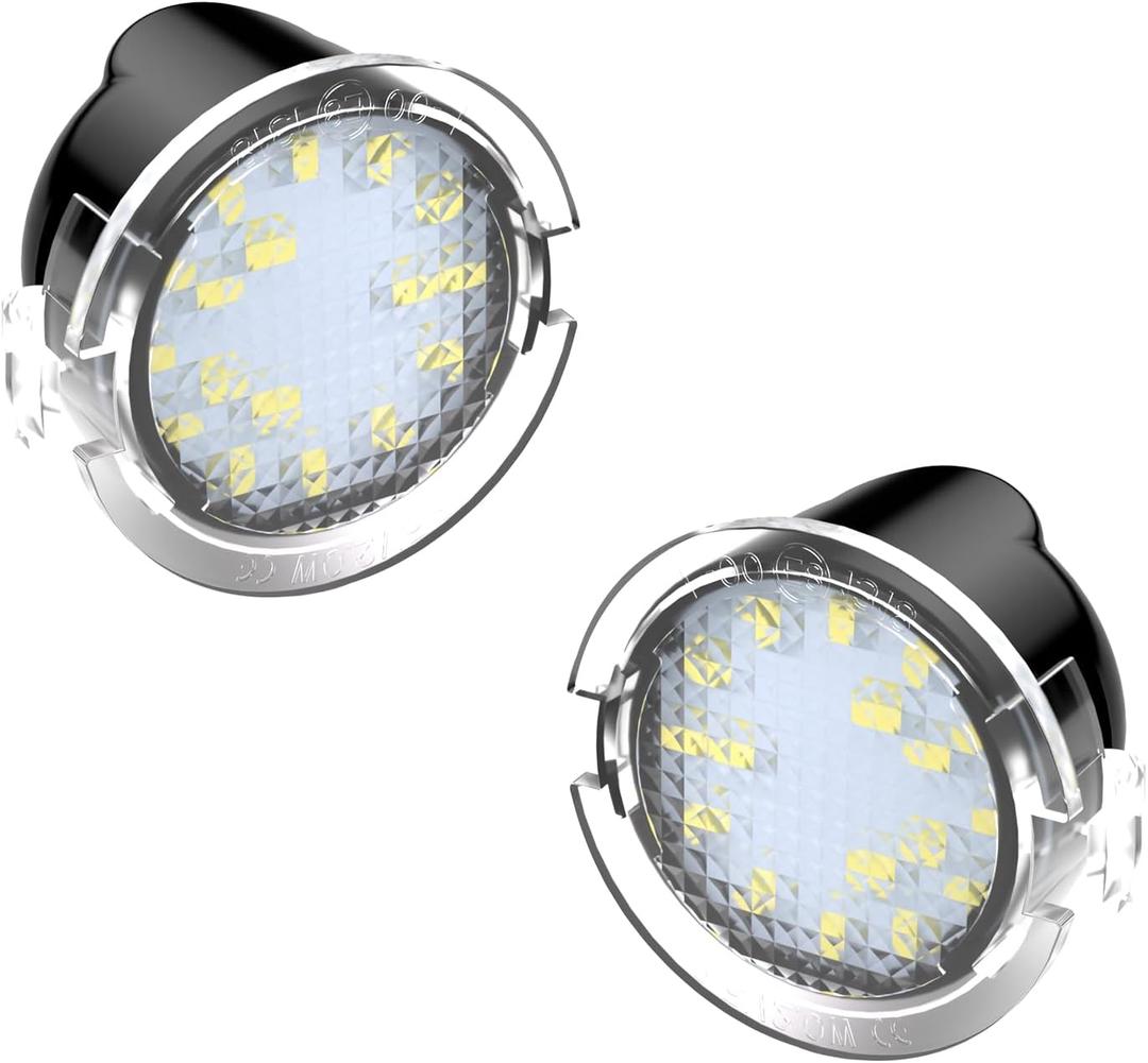 RUXIFEY Side Mirror Puddle Light LED Lamp Compatible with Ford F150 Explorer Edge Expedition Flex Fusion Taurus X, 6000K White, 2-Pieces
