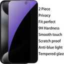 2 Pack Anti-Blue Privacy Tempered Glass for iPhone 15 Pro Max Anti-Spy Screen Protector Anti-Peeping Film Anti-scratch 6.7 inch Blue
