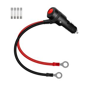GELRHONR Cigarette Lighter Male Plug to O-Ring Terminal, 12V-24V 16AWG Cigarette Lighter Extension Cable with 15A Fuse with ON OFF Switch Adapter Cable, (0.6M)