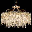 Gold Crystal Chandeliers for Dining Room Light Fixture, 24" Modern Round Chandeliers，8 Lights Luxury Ceiling Pendant Ceiling Lighting for Dining Room Bedroom Entryway Foyer Staircase