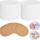 24 Pcs Round Ceramic Tiles for Crafts 4x4 White Ceramic Coasters for Crafts with Cork Backing Pads Blank Unglazed Tiles for Painting, Alcohol Ink, Acrylic Pouring, DIY Coaster