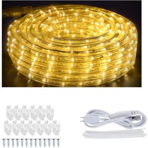 40ft LED Rope Lights Outdoor Warm White, Connectable, Waterproof 110V 432LED Flexible LED Rope Lighting for Walkways, Patios, Gardens, Fences, Porches,Indoor Outdoor Decoration