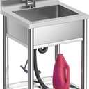 Stainless Steel Kitchen Sink, Free Standing Single Bowl, Commercial Indoor & Outdoor, 21.7 in