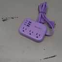 6 USB(3 USB C) Purple Travel Power Strip- 5Ft Purple Extension Cord with USB Charging Station 24W and 3 Outlets, Pink Desk Accessories for Cruise Travel Cute Kawaii Lavender Home Office Dorm Room