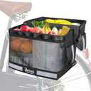 RAYMACE 2Pack Bike Grocery Panniers for Bicycles and Ebikes,Bike Rack Bags with Reflective Spots and Side Pockets,Folding Bike Basket Fits for Most Rear Racks (Black)