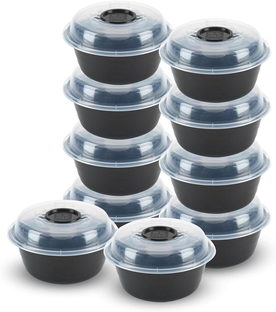 GoodCook BPA Free Meal Prep Bowl Container with Dressing Cups, Set of 10  Microwave & Dishwasher-Safe Food Organizers, Food Storage Set with Snap Shut Lids, Meal Prep Kitchen Containers (Black)