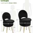 GREENSTELL Small Vanity Stool Chair with Storage and Folding Back, 13" x 13" x 17.7" Faux Fur Soft Ottoman for Teenager, 4 Metal Legs with Anti-Slip Feet, Furry Padded Seat for Makeup, Bedroom, Black