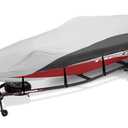 Trailerable Boat Cover 17-19ft with Outboard Motor Cover, 900D Marine Canvas Waterproof Heavy Duty Boat Covers for 17 feet 18ft 19' Foot V-Hull Bass Boat Tri-Hull Runabout Boat, Silver (Length: 17'-19', Beam Width: up to 96")