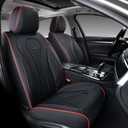 Coverado Seat Covers, Car Seat Covers Front Seats, Black Car Seat Cover, Waterproof Leather Seat Covers, Seat Cushion, Front Car Seat Covers Leather Car Seat Protector Universal Fit Most Cars Red Line