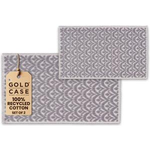 Bathroom Rugs 100% Cotton (Set of 2)  Absorbent Turkish Bath Mat Sets  Washable Rug for Floor & Tub  NonSlip Bath Mats for Bathroom  Quick Dry Mat  16x24 and 20x32  Grey